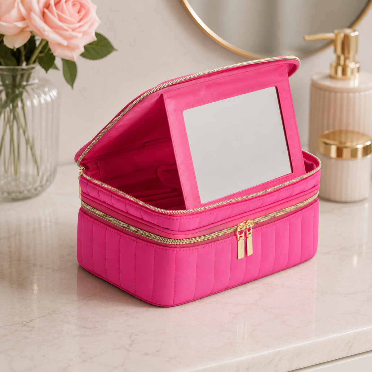 Makeup Organizer Case with Mirror